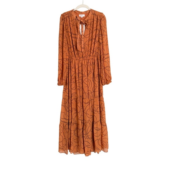 A.L.C. Marlowe Long Sleeve Silk Maxi Dress Almond Combo Size 8 NWT - Picture 4 of 5